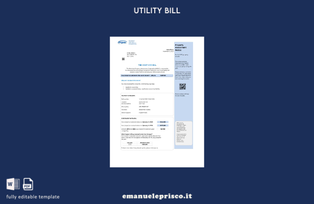 modello di bolletta delle utenze MPAC USA Ontario stile verificato
